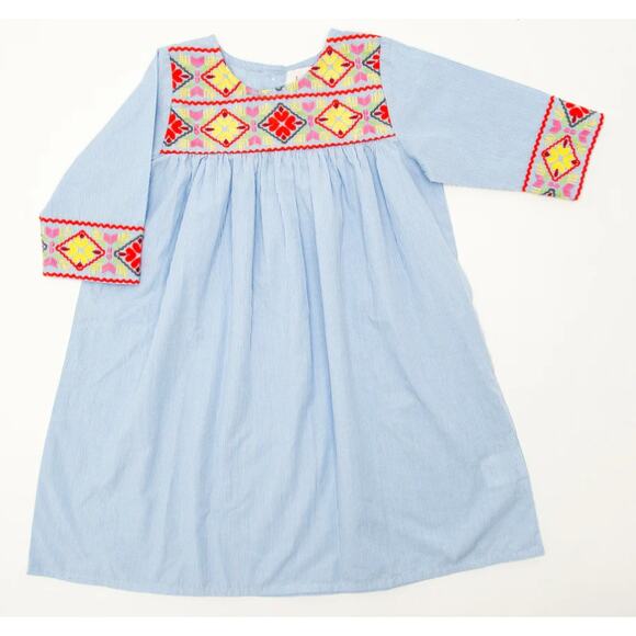 Cheeni Lysette Dress Oxacan Embroidered Striped Mi Golondria ~ Size 3T Adorable - Picture 2 of 10